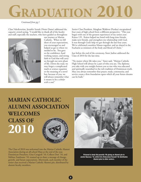 of alumni association - Marian Catholic High School