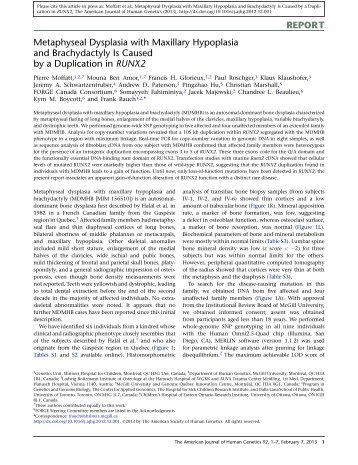 Metaphyseal Dysplasia with Maxillary Hypoplasia and ...