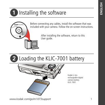 Installing the software Loading the KLIC-7001 battery