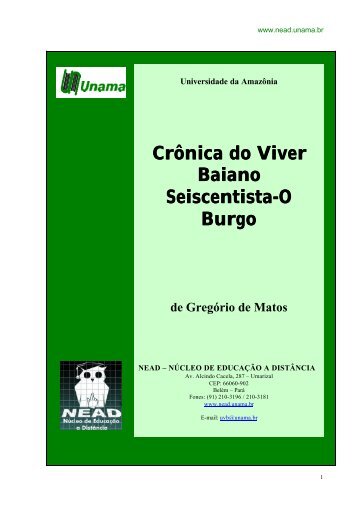 CrÃ´nica do Viver Baiano Seiscentista - Mensagens com Amor