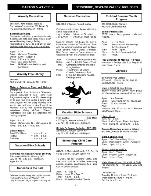 fun in the sun summer 2010 a guide to activities ... - Tioga County