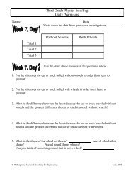 Third Grade Physics-in-a-Bag Daily Warm-ups Name Date Without ...