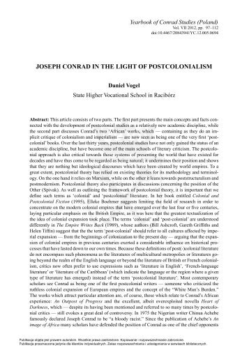 JOSEPH CONRAD IN THE LIGHT OF POSTCOLONIALISM