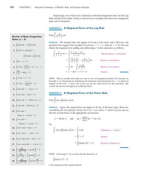 Section 8.1 Basic Integration Rules Fitting Integrands to Basic Rules