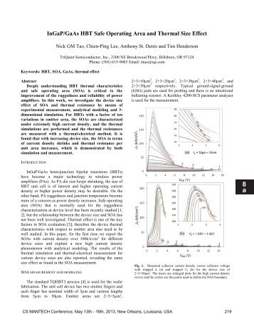 InGaP/GaAs HBT Safe Operating Area and Thermal ... - CS Mantech