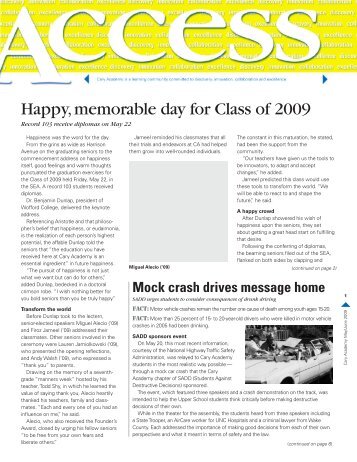 Happy, memorable day for Class of 2009 - Cary Academy