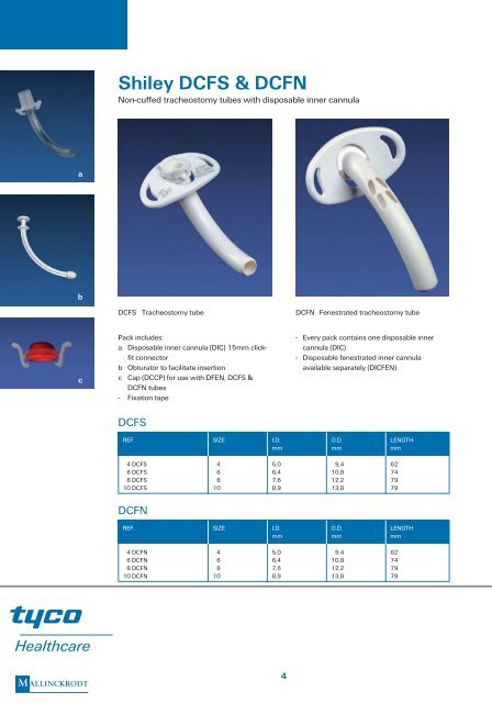 Shiley Tracheostomy Tube Size Chart