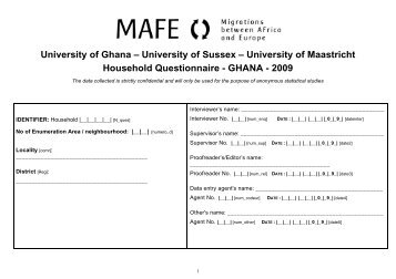 Household Questionnaire - GHANA - Ined