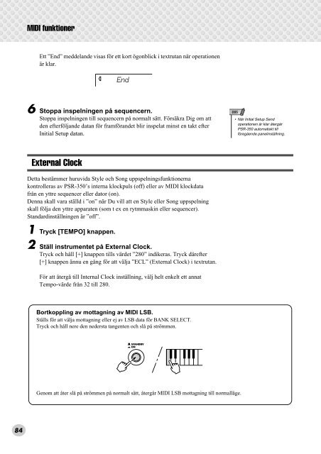 [+]/[-] knapparna. - Yamaha