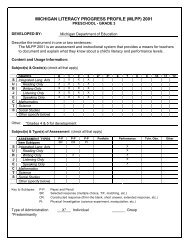 michigan literacy progress profile (mlpp) 2001 - Washtenaw ...