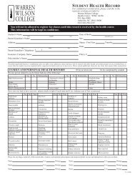 Student Health Form - Warren Wilson College