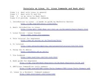 Tutorials on Linux, Vi, Linux Commands and Bash shell - SERC