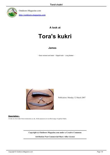 Tora's kukri - Old Jimbo's Site