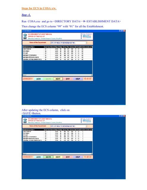 Steps for ECS in COSA s/w. Step :1. Run COSA.exe and go to ...