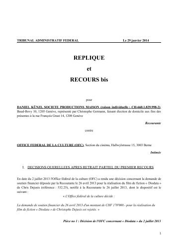 REPLIQUE et RECOURS bis - Document sans titre - Free