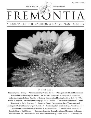 Vol. 29, No. 3-4 -- July-Oct 2001 - California Native Plant Society