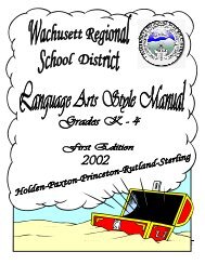 Kindergarten thru Grade 4 - Wachusett Regional School District