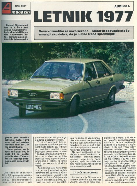 Prenesi PDF testa Audi Audi 80 L - Avto Magazin