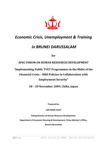 Economic Crisis, Unemployment & Training in Brunei Darussalam