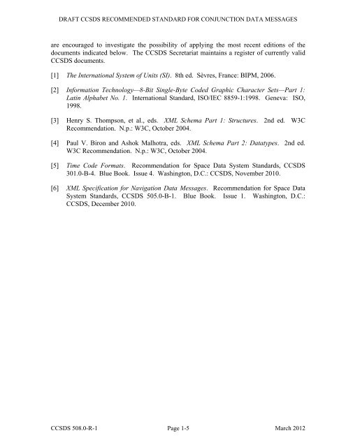 CCSDS 508.0-R-1, Conjunction Data Message (Red Book, Issue 1 ...