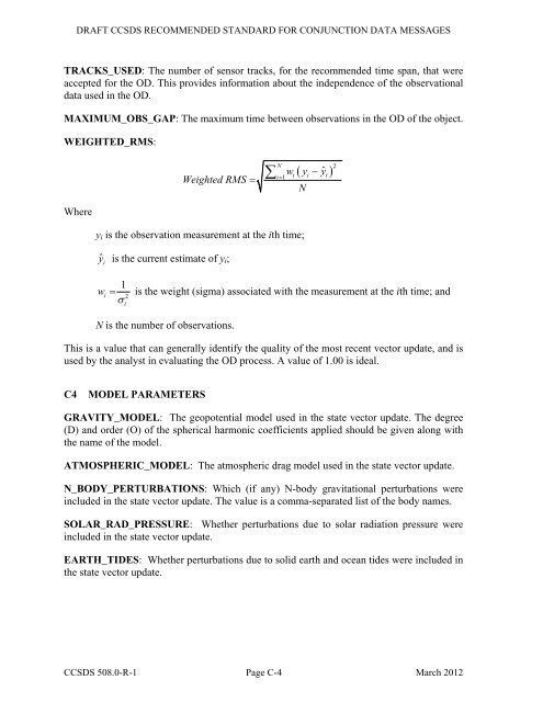 CCSDS 508.0-R-1, Conjunction Data Message (Red Book, Issue 1 ...