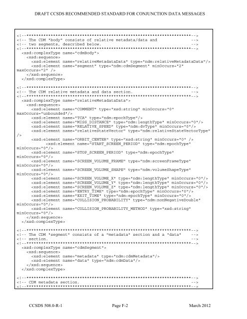 CCSDS 508.0-R-1, Conjunction Data Message (Red Book, Issue 1 ...