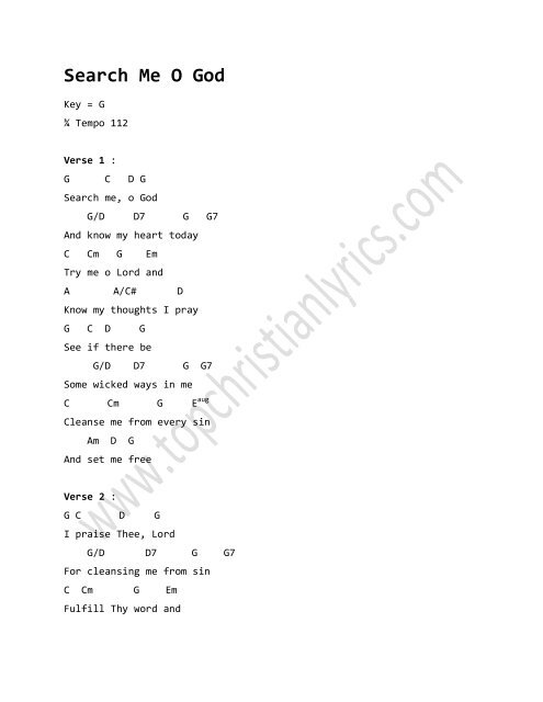 Search Me O God Chords A A A Maori Trad John Mc Christian Lyrics