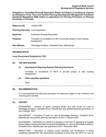 formation of roundabout on a814 to provide access to new housing ...