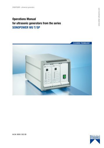 Operations Manual for ultrasonic generators ... - Weber Ultrasonics