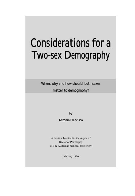 The earliest anticipation of a two-sex demography