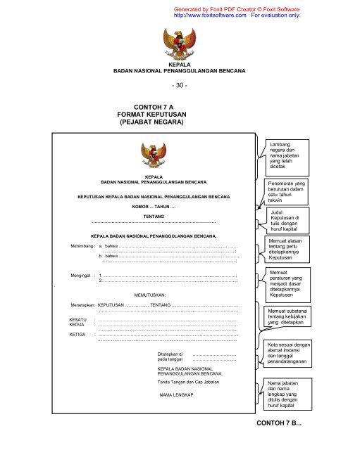 Peraturan Kepala BNPB No.07 Tahun 2009