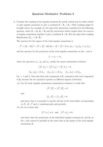 Quantum Mechanics: Problems 3