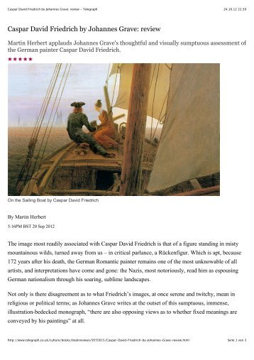 Caspar David Friedrich by Johannes Grave: review - Telegraph