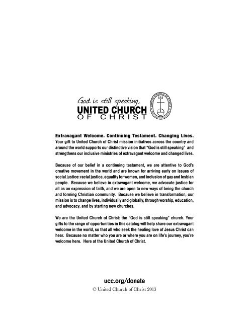 United Church of Christ | Catalog of Giving - About Us