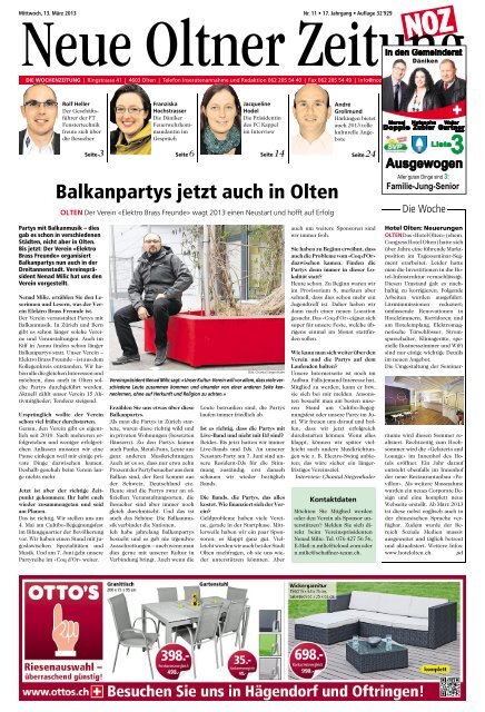 Lust auf neue Kontakte? Sie verwitwet oder Single und mchten neue Menschen kennenlernen? Single-Freizeittreff in der Region Olten. Neue Oltner Zeitung:Detail