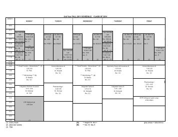 (3) TBA 2nd Year FALL 2011 SCHEDULE: CLASS OF 2014