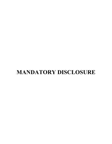 MANDATORY DISCLOSURE - International Management Institute