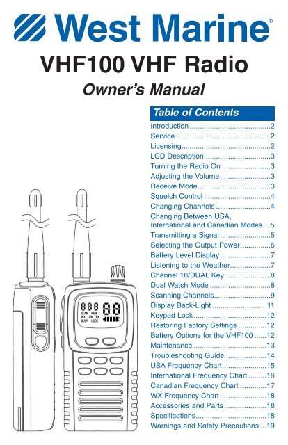 VHF100 VHF Radio Owner's Manual - West Marine