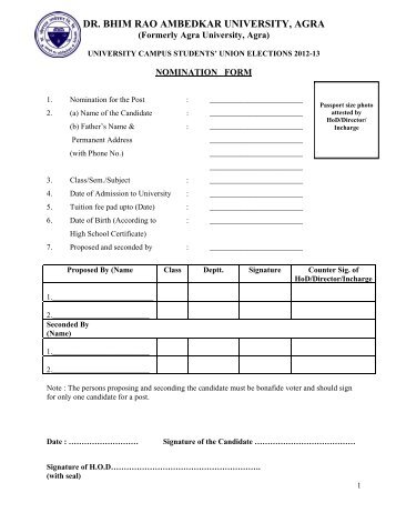 Nomination Form for Students Union Election 2012-13 - Dr BR ...
