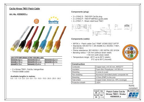 Cat.6a Hirose TM31 Patch Cable Art.-No. K8560XX.x