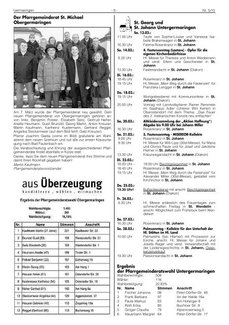 am Freitag, den 26.03.2010 um 20.00 Uhr - Gemeinde Germaringen