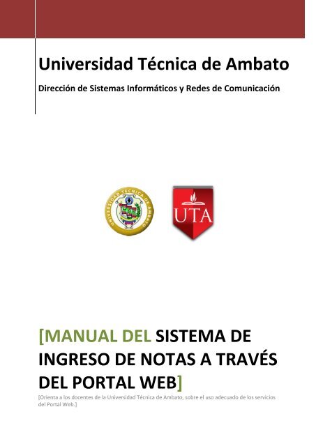 Manual Ingreso Notas - Universidad TÃ©cnica de Ambato