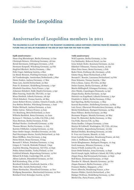 Leopoldina news 01/2011 English