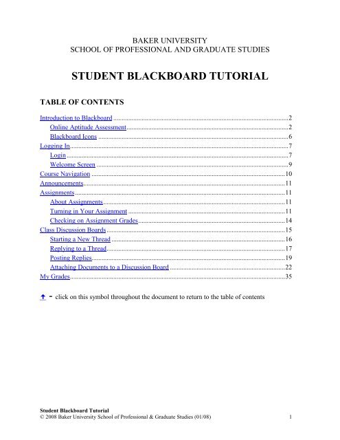 Student Blackboard Tutorial - Baker University