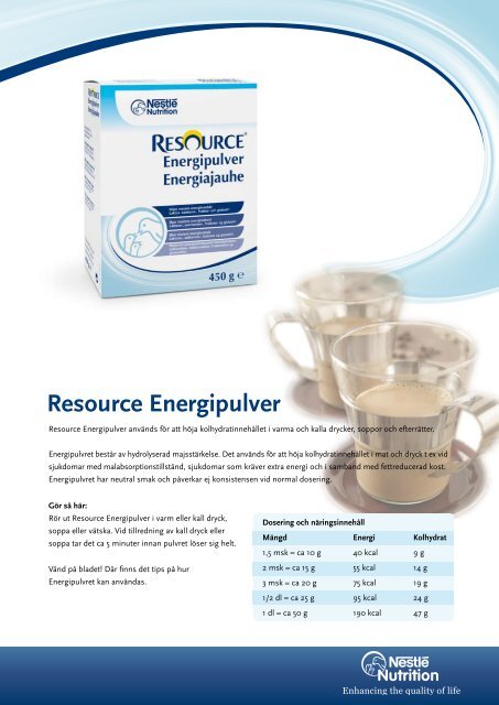 Resource Energipulver - NestlÃ© Nutrition