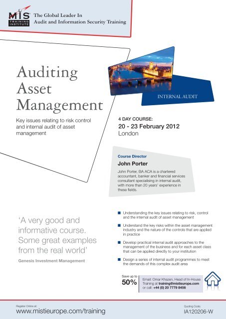 Auditing Asset Management Internal Audit - MIS Training