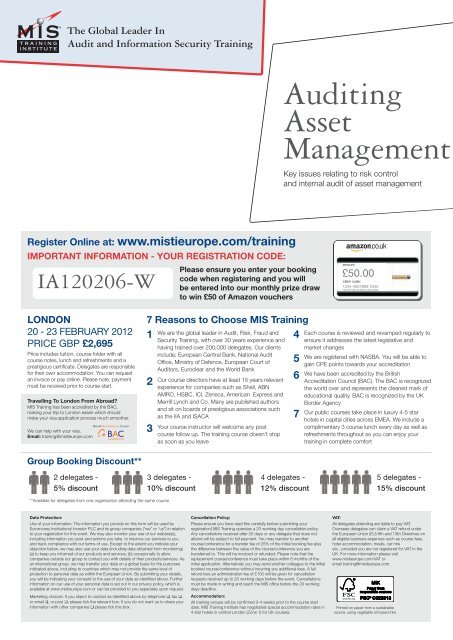 Auditing Asset Management Internal Audit - MIS Training