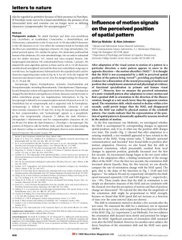 InÂ¯uence of motion signals on the perceived position of spatial pattern