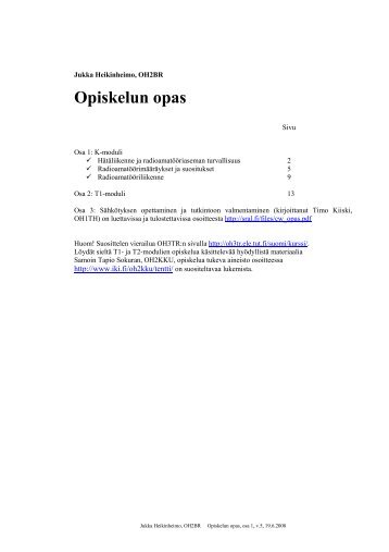 Opiskelun opas, osa 1 K-moduuli, kirjoittanut OH2BR - Sral