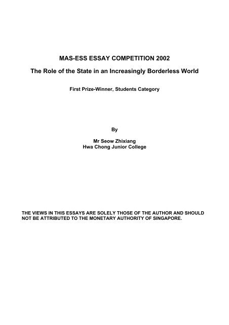 First Prize Essay - Economic Society of Singapore